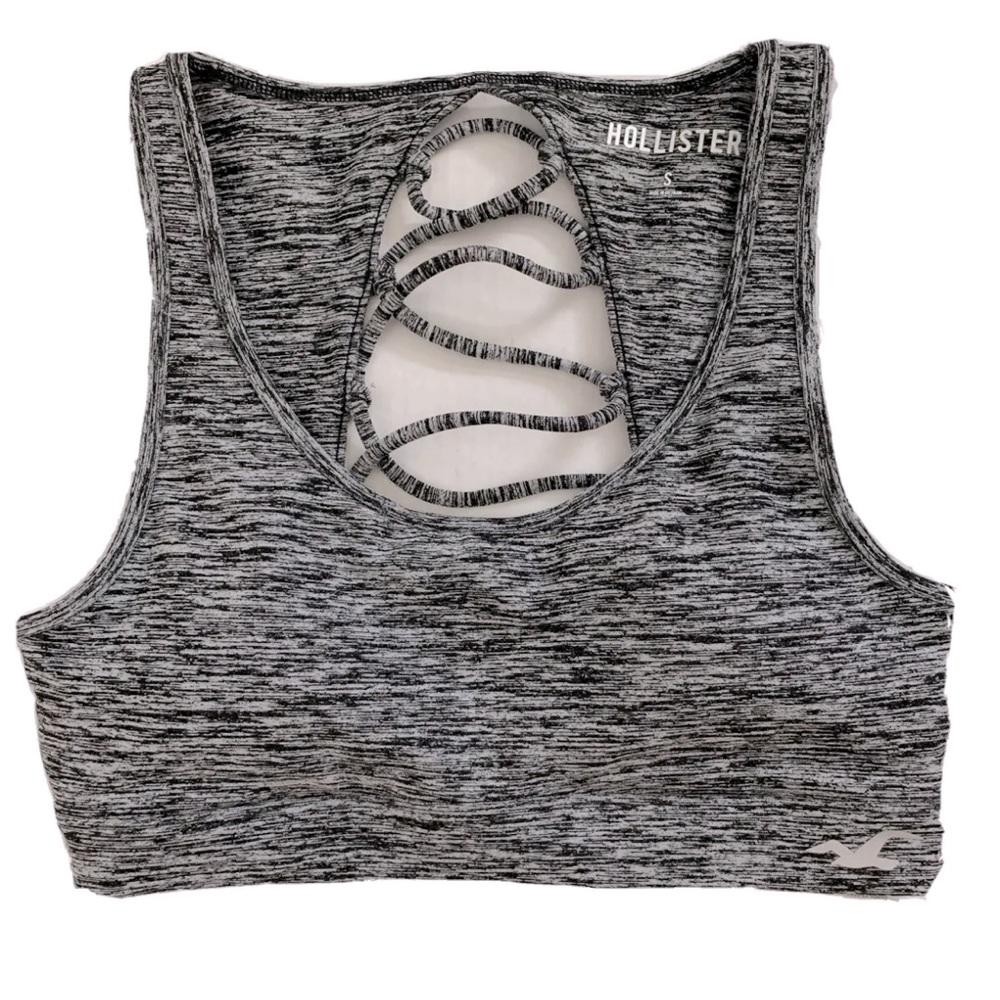 Hollister Cali Sport Strappy Scoop Sports Bra Grey size medium